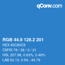 Color code: RGB 44.9 128.2 201 | qconv.com