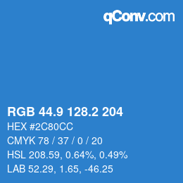 Color code: RGB 44.9 128.2 204 | qconv.com