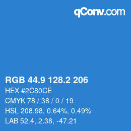 Color code: RGB 44.9 128.2 206 | qconv.com