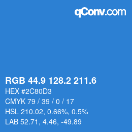 カラーコード: RGB 44.9 128.2 211.6 | qconv.com