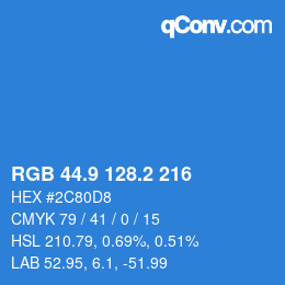 カラーコード: RGB 44.9 128.2 216 | qconv.com