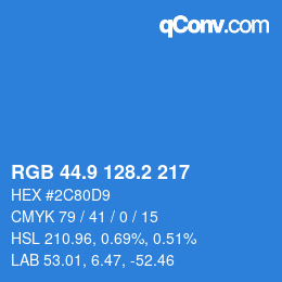 カラーコード: RGB 44.9 128.2 217 | qconv.com