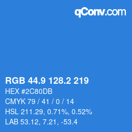 カラーコード: RGB 44.9 128.2 219 | qconv.com