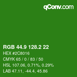 カラーコード: RGB 44.9 128.2 22 | qconv.com