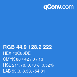 Color code: RGB 44.9 128.2 222 | qconv.com