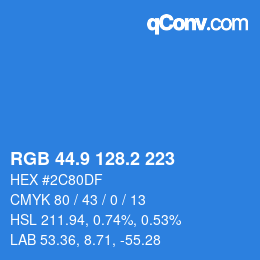 カラーコード: RGB 44.9 128.2 223 | qconv.com