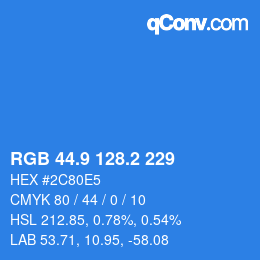 カラーコード: RGB 44.9 128.2 229 | qconv.com