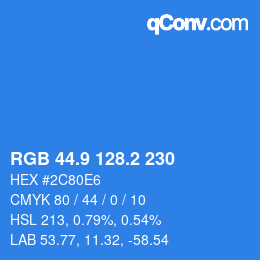 カラーコード: RGB 44.9 128.2 230 | qconv.com