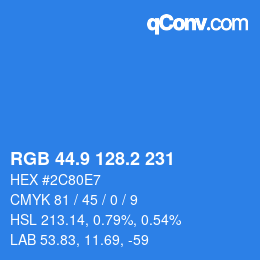 Color code: RGB 44.9 128.2 231 | qconv.com