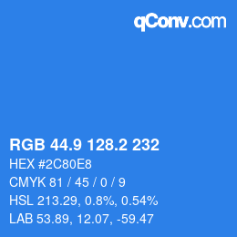 Color code: RGB 44.9 128.2 232 | qconv.com