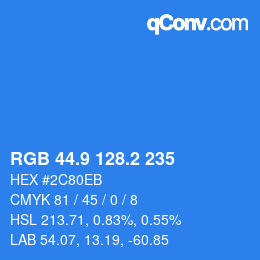 カラーコード: RGB 44.9 128.2 235 | qconv.com