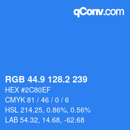 カラーコード: RGB 44.9 128.2 239 | qconv.com