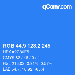 Color code: RGB 44.9 128.2 245 | qconv.com