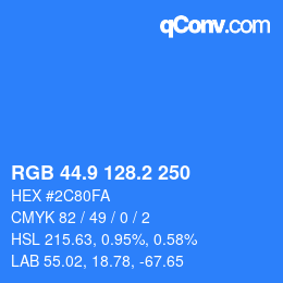 Color code: RGB 44.9 128.2 250 | qconv.com