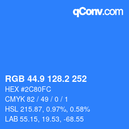 Color code: RGB 44.9 128.2 252 | qconv.com