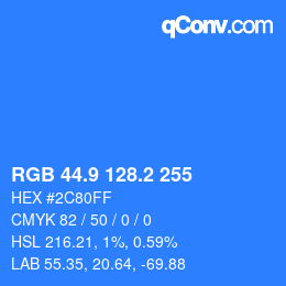 Color code: RGB 44.9 128.2 255 | qconv.com