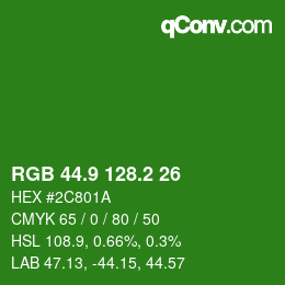 カラーコード: RGB 44.9 128.2 26 | qconv.com