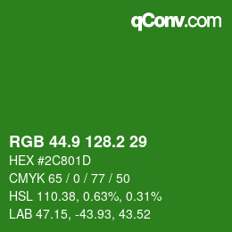 カラーコード: RGB 44.9 128.2 29 | qconv.com