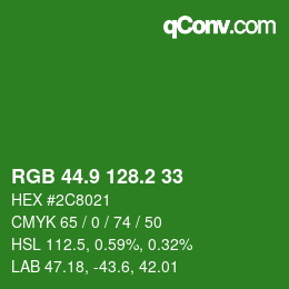 カラーコード: RGB 44.9 128.2 33 | qconv.com