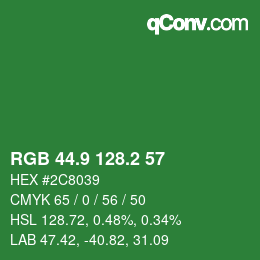 カラーコード: RGB 44.9 128.2 57 | qconv.com