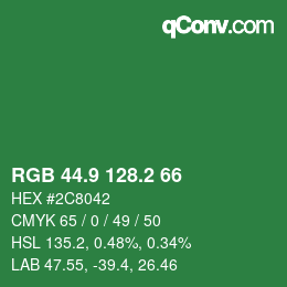 カラーコード: RGB 44.9 128.2 66 | qconv.com