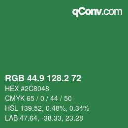カラーコード: RGB 44.9 128.2 72 | qconv.com