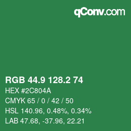 カラーコード: RGB 44.9 128.2 74 | qconv.com