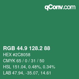 カラーコード: RGB 44.9 128.2 88 | qconv.com