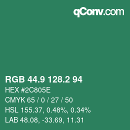 カラーコード: RGB 44.9 128.2 94 | qconv.com