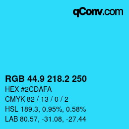 Color code: RGB 44.9 218.2 250 | qconv.com