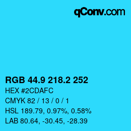 Color code: RGB 44.9 218.2 252 | qconv.com