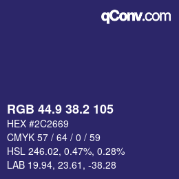カラーコード: RGB 44.9 38.2 105 | qconv.com