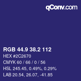 カラーコード: RGB 44.9 38.2 112 | qconv.com