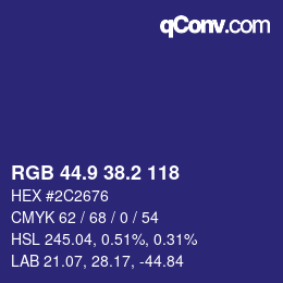 カラーコード: RGB 44.9 38.2 118 | qconv.com