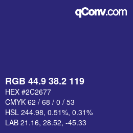 カラーコード: RGB 44.9 38.2 119 | qconv.com