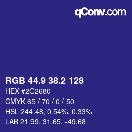 カラーコード: RGB 44.9 38.2 128 | qconv.com