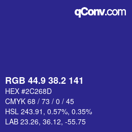 カラーコード: RGB 44.9 38.2 141 | qconv.com