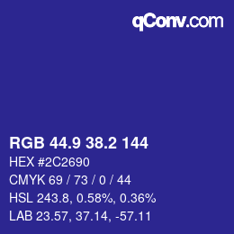 カラーコード: RGB 44.9 38.2 144 | qconv.com