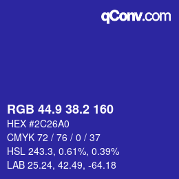 カラーコード: RGB 44.9 38.2 160 | qconv.com