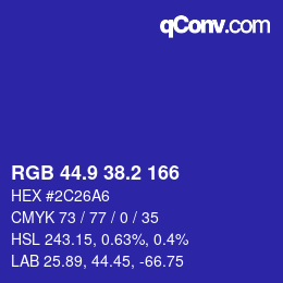 カラーコード: RGB 44.9 38.2 166 | qconv.com