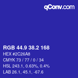 カラーコード: RGB 44.9 38.2 168 | qconv.com