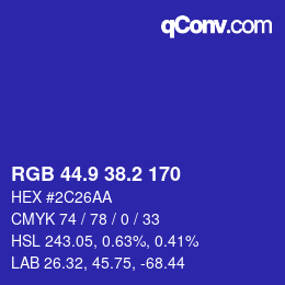 カラーコード: RGB 44.9 38.2 170 | qconv.com