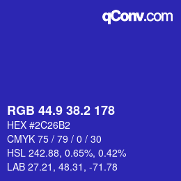 カラーコード: RGB 44.9 38.2 178 | qconv.com