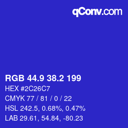 カラーコード: RGB 44.9 38.2 199 | qconv.com