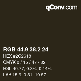 Color code: RGB 44.9 38.2 24 | qconv.com