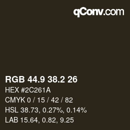 Color code: RGB 44.9 38.2 26 | qconv.com