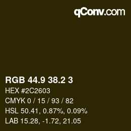 カラーコード: RGB 44.9 38.2 3 | qconv.com