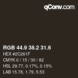 カラーコード: RGB 44.9 38.2 31.6 | qconv.com
