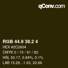 Color code: RGB 44.9 38.2 4 | qconv.com