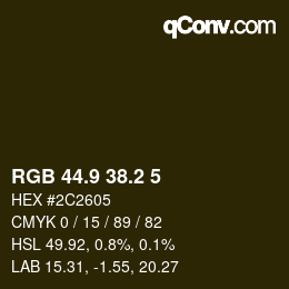 カラーコード: RGB 44.9 38.2 5 | qconv.com